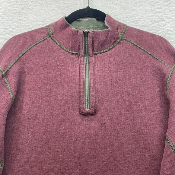 Tommy Bahama Sweatshirt Mens Large Red Gray Flipshore 1/4 Zip Reversible Sweater - Picture 3 of 10